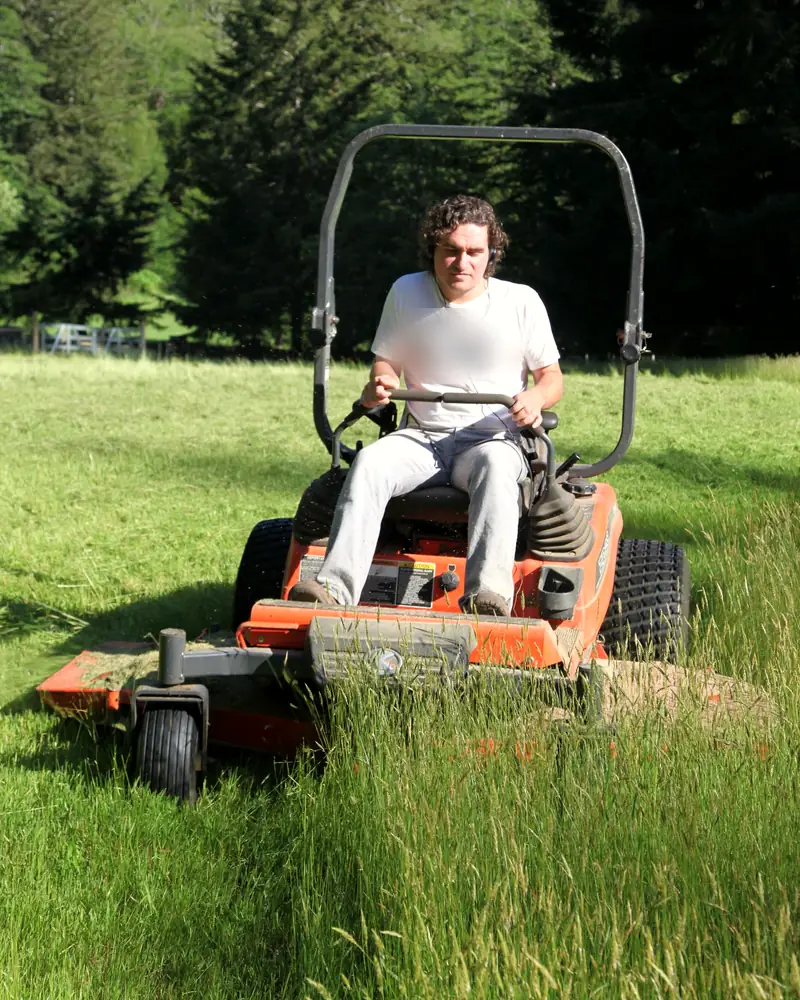 Wes Gudgy on the zero-turn mower